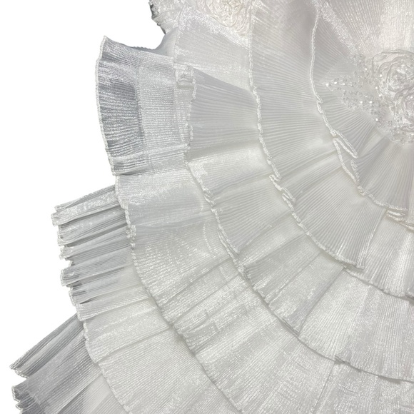 Cinderella Devine Vtg 3D Beaded Tiered Strapless White Wedding Cocktail Dress - Picture 13 of 16